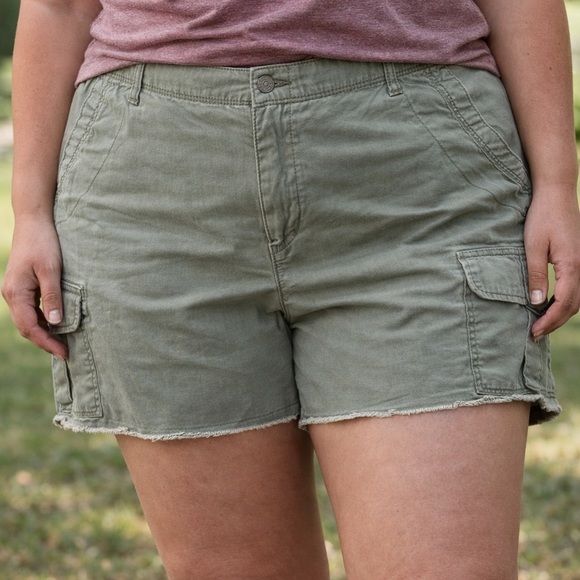 Natural Reflections Pants - Natural reflections Cargo Shorts Casual Utility Frayed Hem